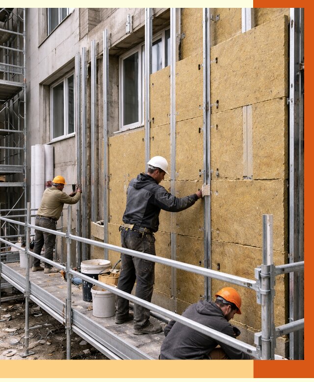Утепление вентилируемого фасада в Краснокаменске от 5724 руб/м2 — монтаж и утепление вентфасад | ТепломастерКсн
